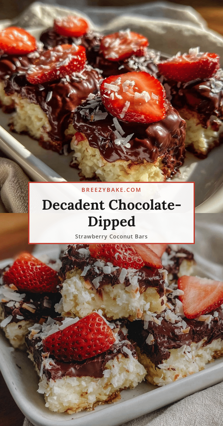 chocolate-dipped strawberry coconut bars recipe
