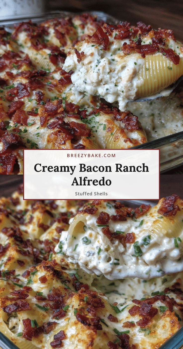 Creamy Bacon Ranch Chicken Alfredo Stuffed Shells recipe