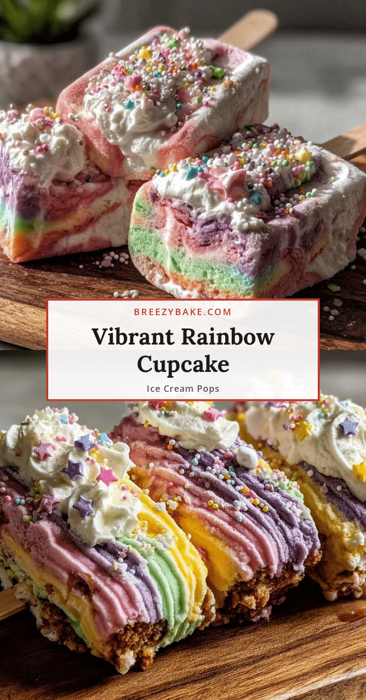 Creamy Dr. Seuss Rainbow Cupcake Ice Cream Pops recipe