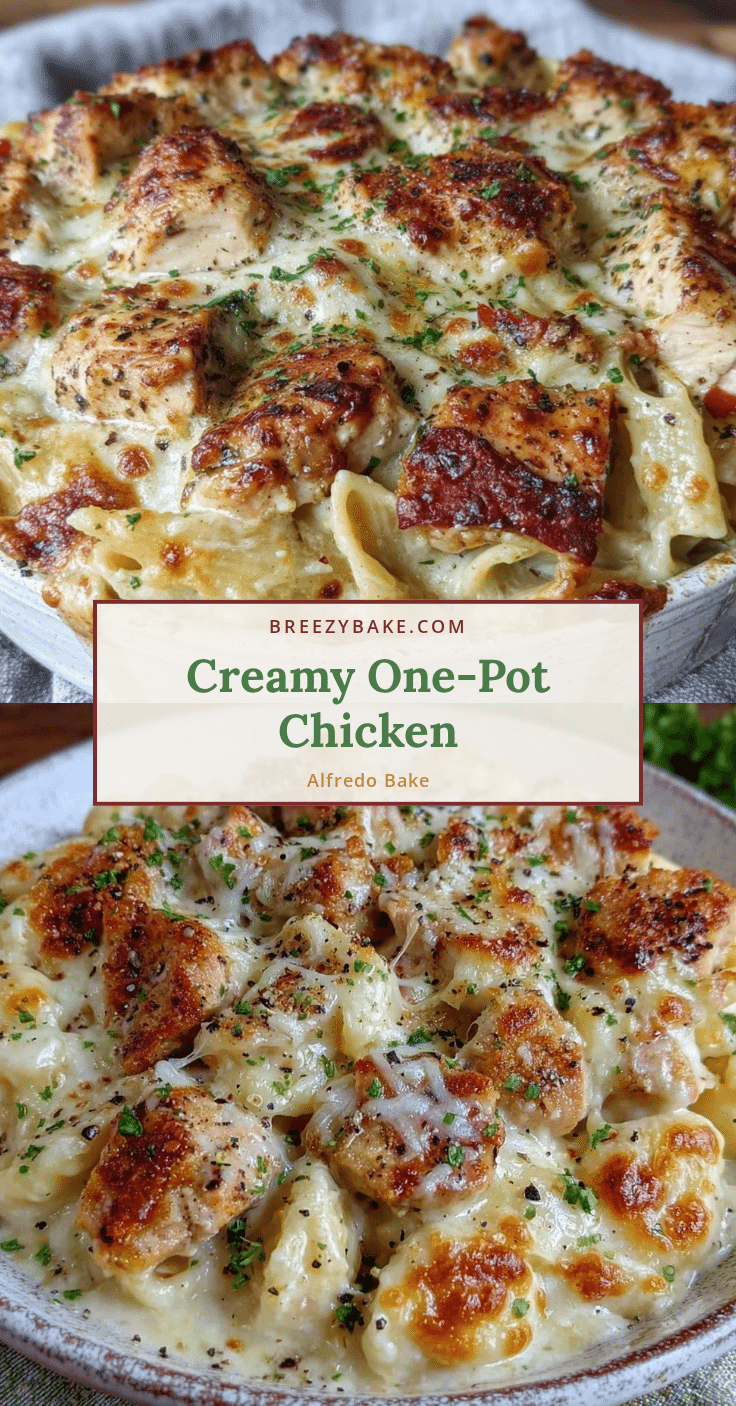creamy one-pot chicken Alfredo bake recipe
