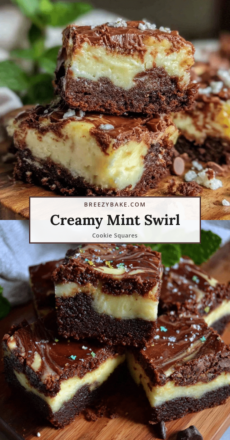 Creamy St. Patrick’s Mint Cream Cookie Swirl Squares recipe