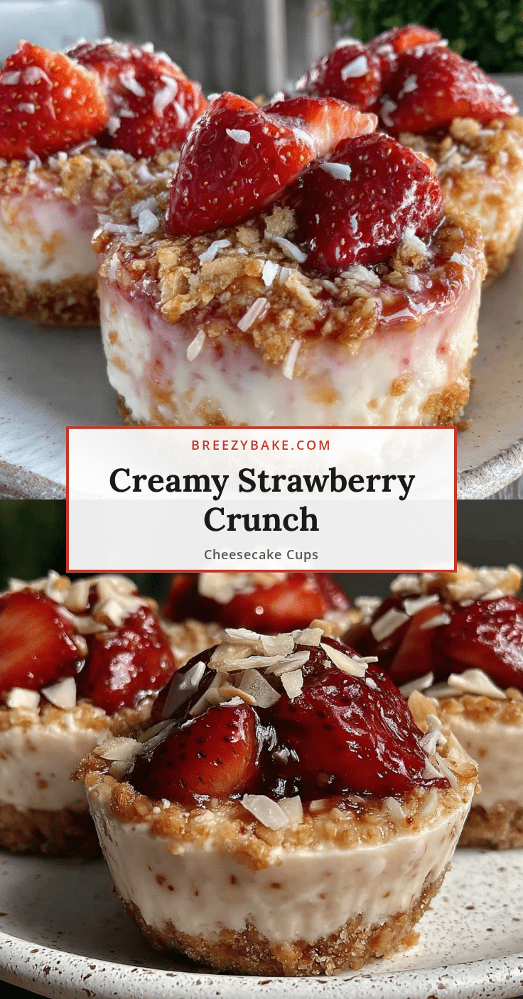 creamy strawberry crunch cheesecake cups recipe