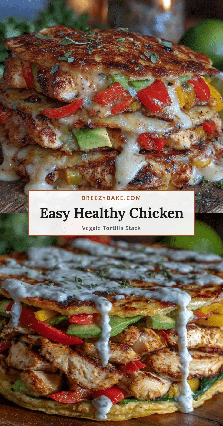 easy healthy chicken veggie tortilla stack recipe
