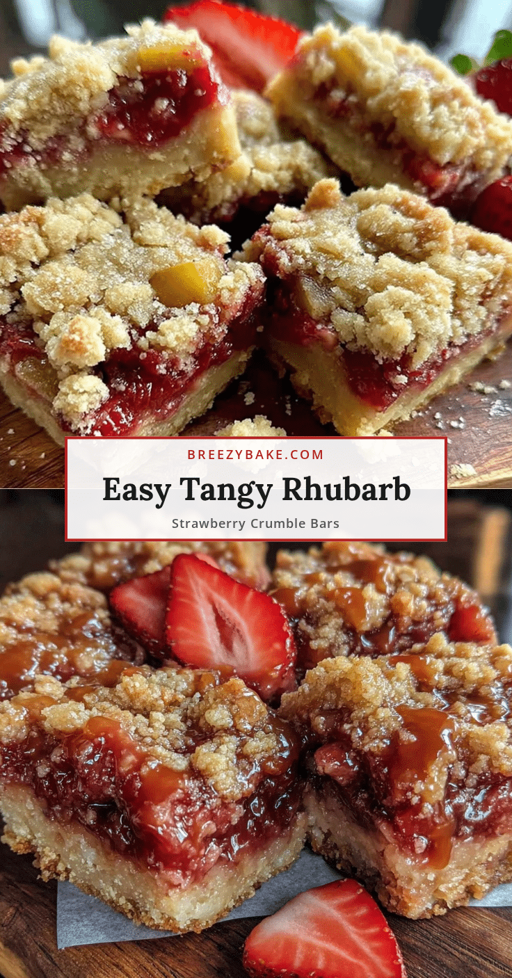easy tangy rhubarb strawberry crumble bars recipe