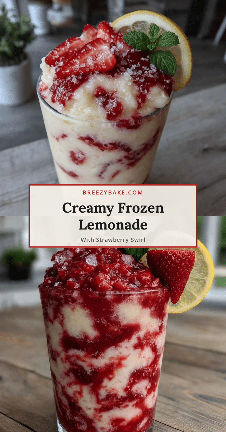 creamy frozen lemonade with strawberry swirl recipe