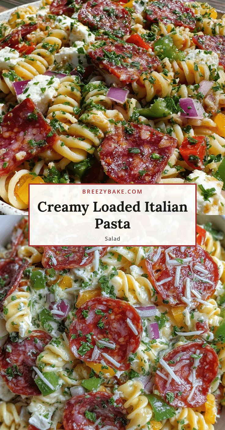 creamy loaded italian pasta salad with pepperoni recipe
