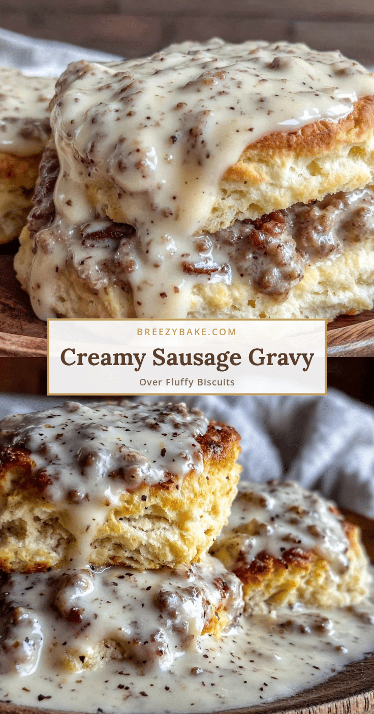 creamy sausage gravy over fluffy buttermilk biscuits recipe