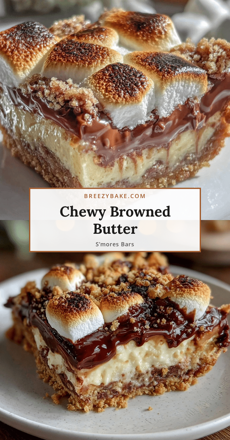 crispy browned butter smores bars recipe