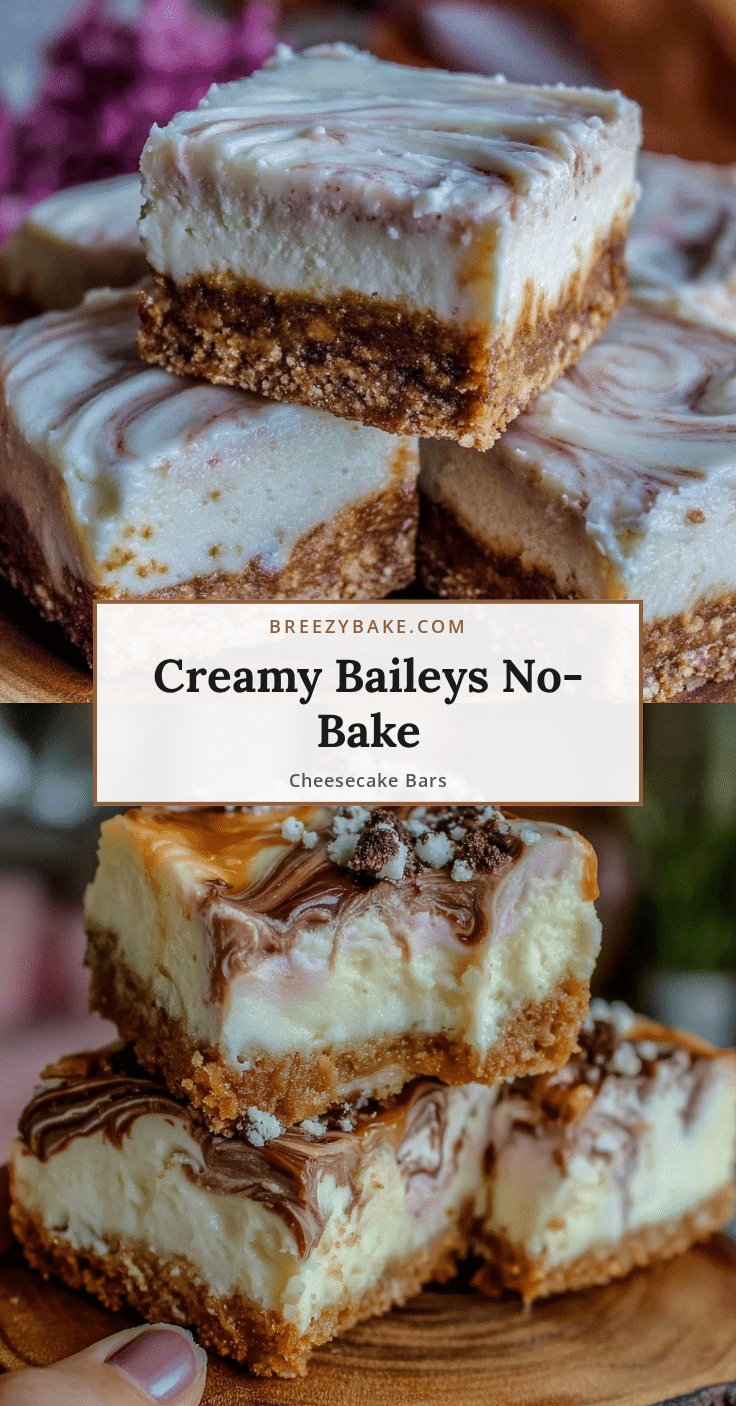 Baileys Irish Cream no-bake cheesecake bars recipe