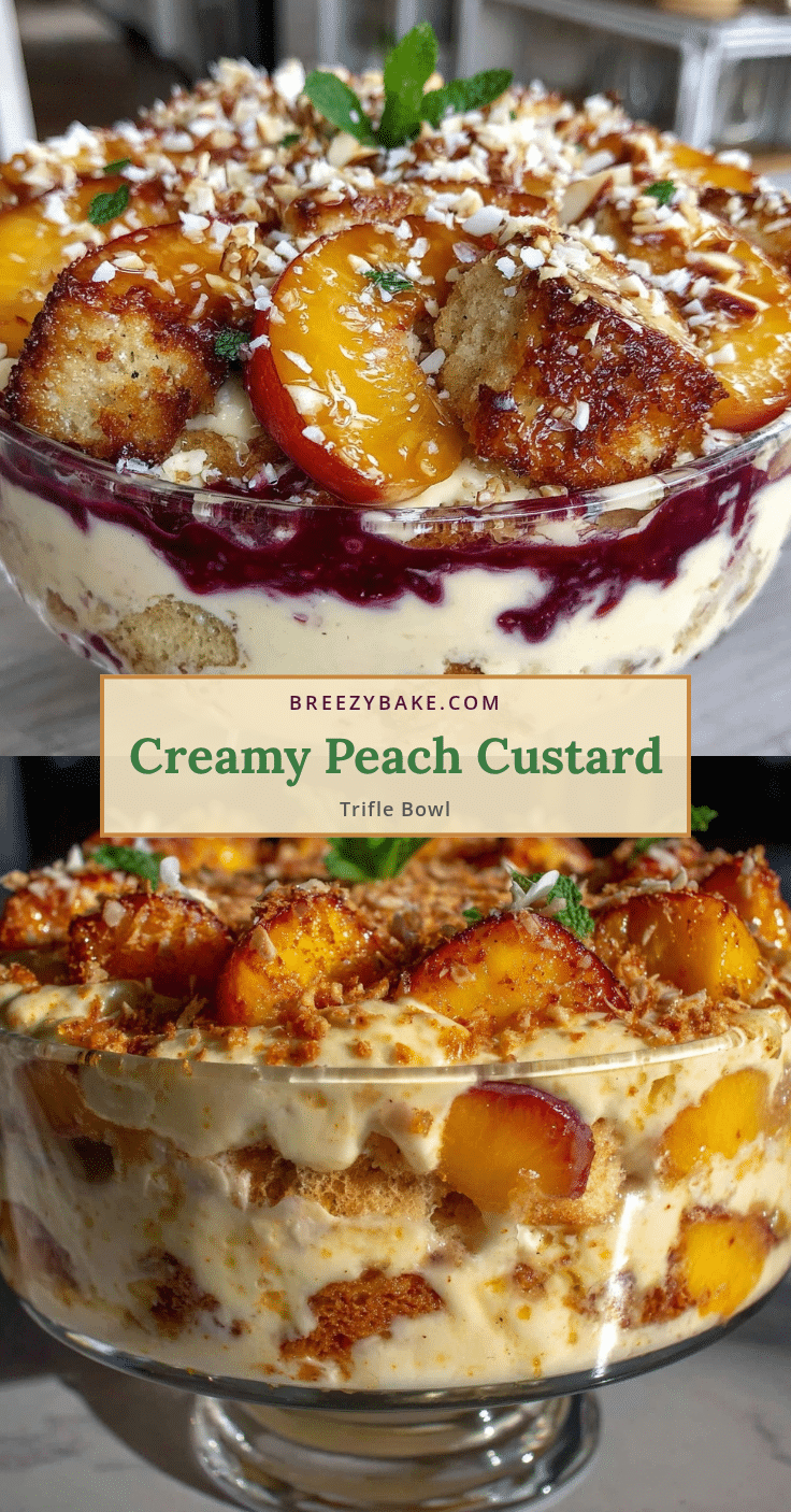 creamy peach custard trifle bowl recipe