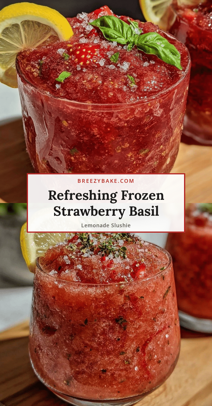 Fresh Frozen Strawberry Basil Lemonade Slushie recipe