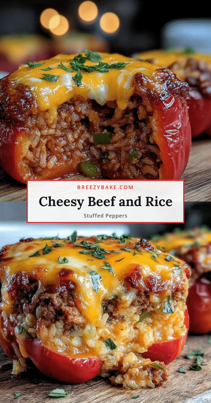 cheesy beef and rice stuffed peppers recipe