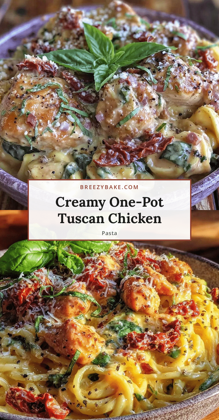 Creamy One-Pot Tuscan Chicken Pasta recipe