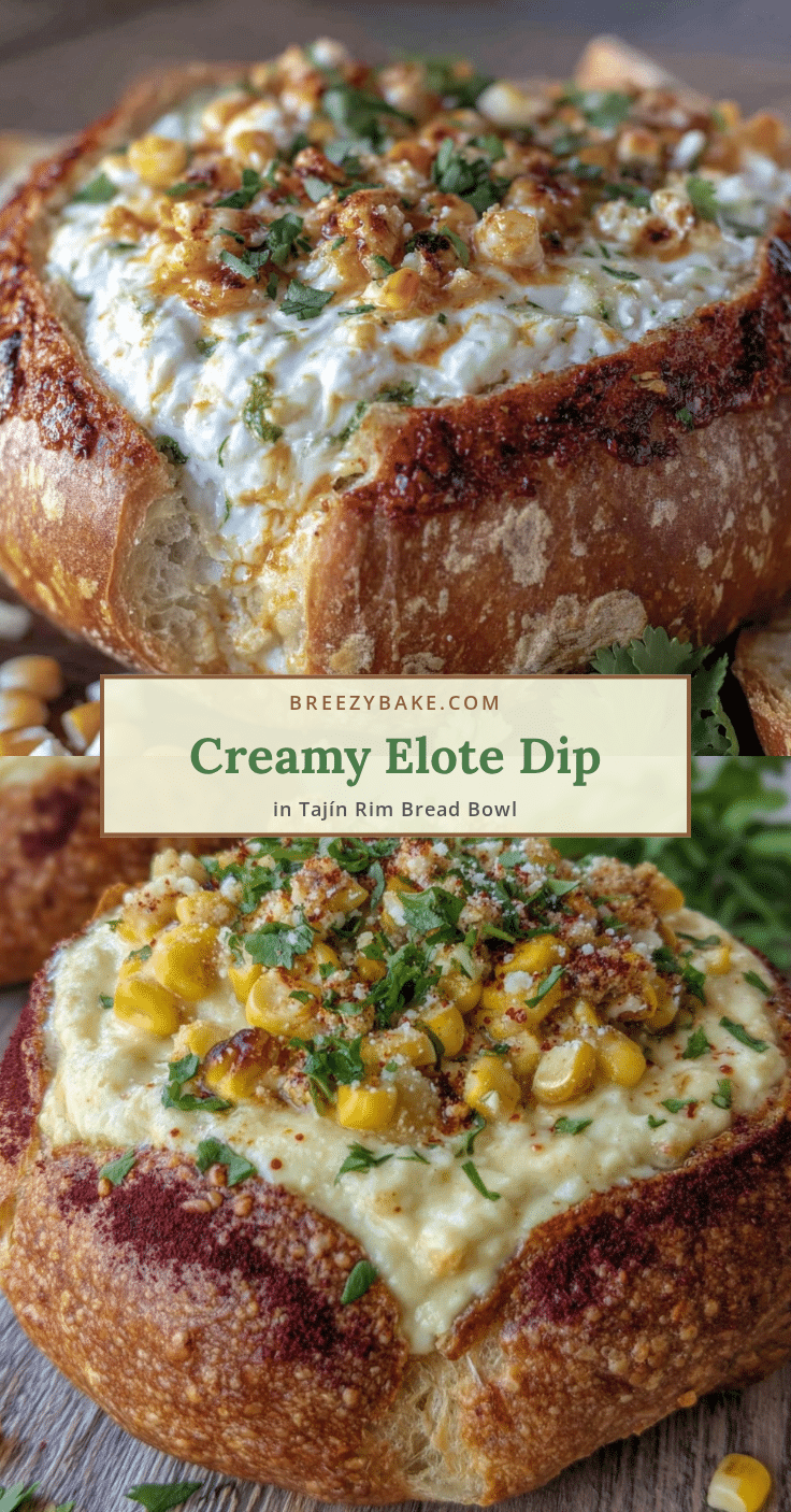 elote dip in a tajín rim bread bowl recipe