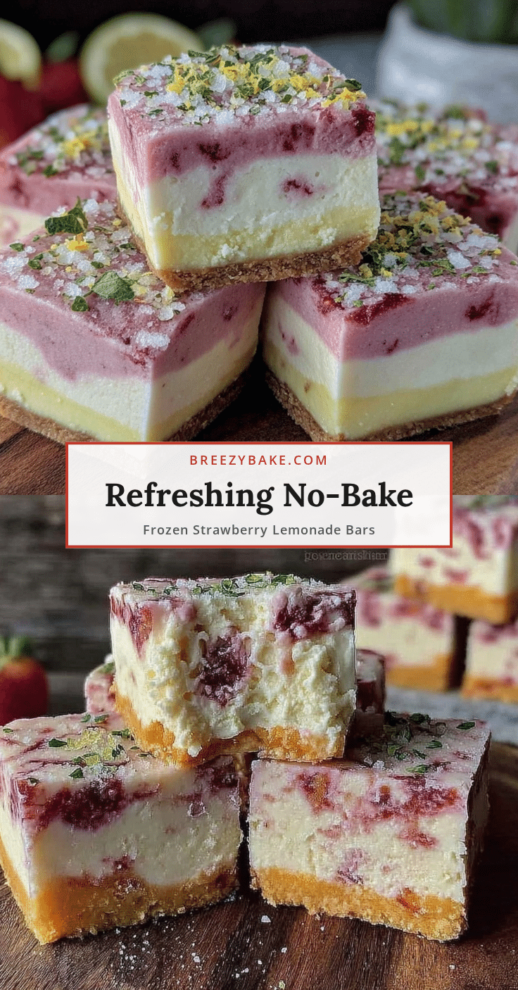 no bake frozen strawberry lemonade bars recipe