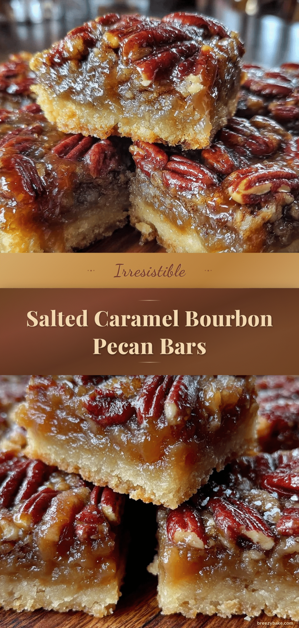 salted caramel bourbon pecan pie bars recipe
