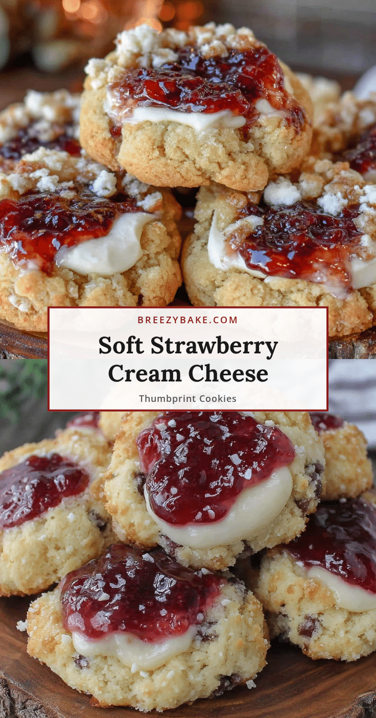 soft strawberry cream cheese thumbprint cookies recipe