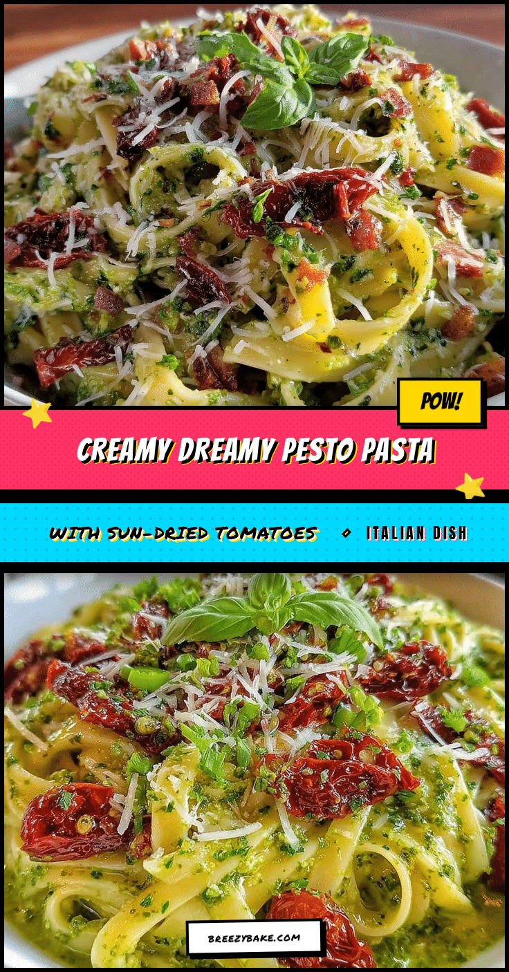 creamy pesto pasta with sun-dried tomatoes recipe