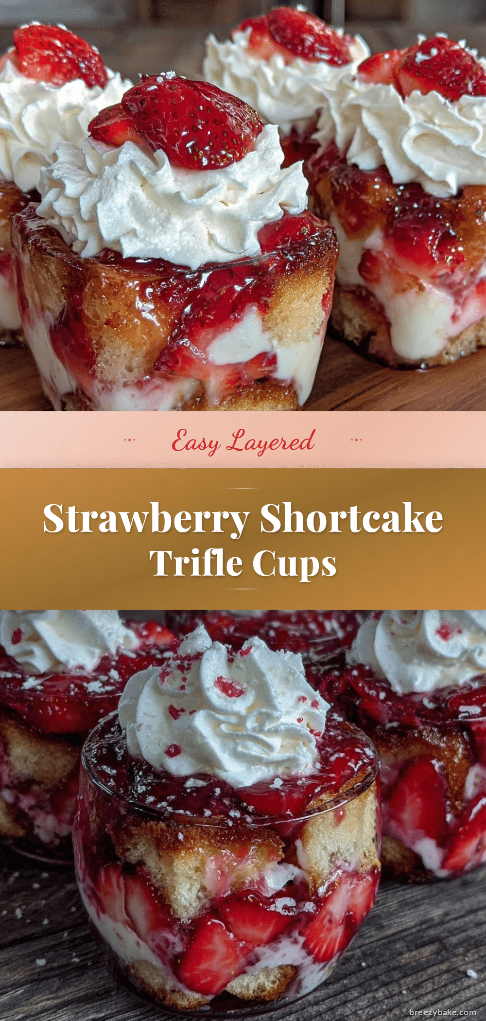 Easy Layered Strawberry Shortcake Trifle Cups recipe