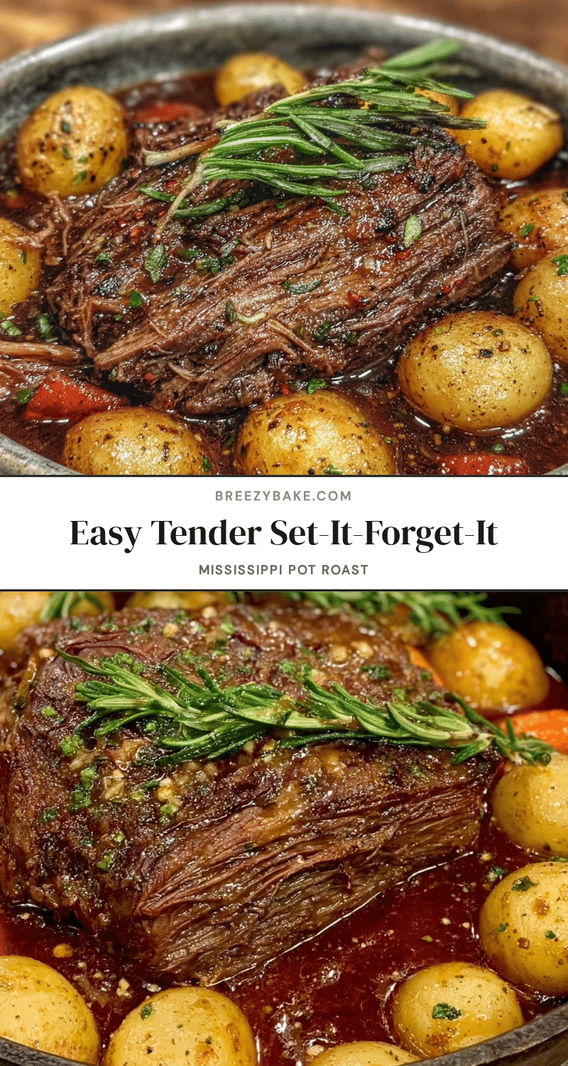 Easy Tender Set-It-Forget-It Mississippi Pot Roast recipe