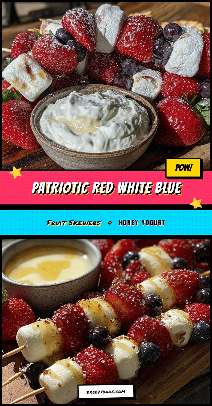 fresh red white and blue fruit skewers recipe