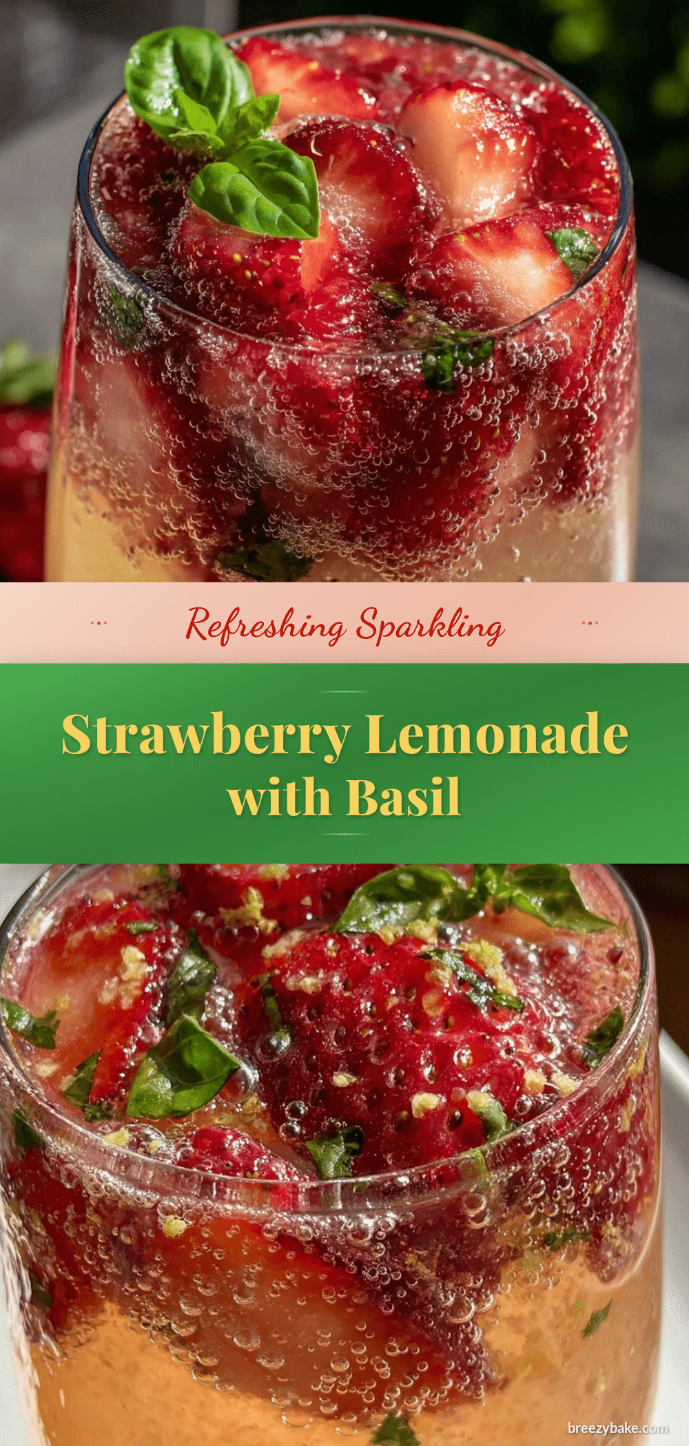 fresh sparkling strawberry lemonade with basil recipe
