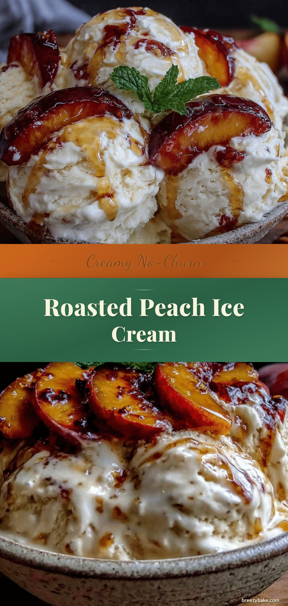 no-churn roasted peach ice cream recipe