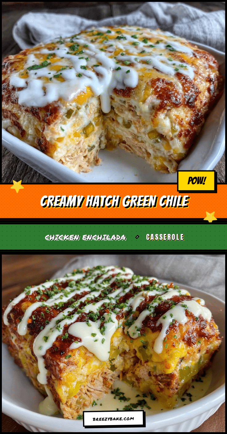 creamy hatch green chile chicken enchilada casserole recipe