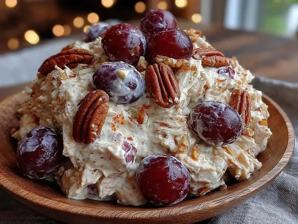 best easy 5-ingredient chicken salad with grapes and pecans - featured image