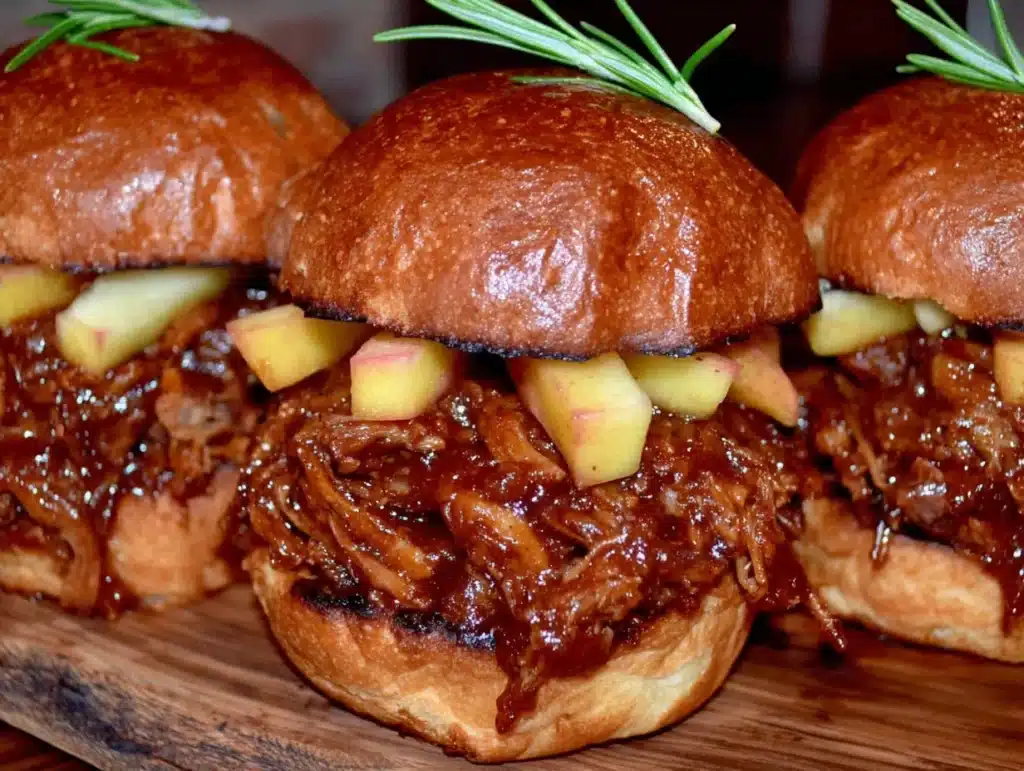 bourbon peach pork sliders - featured image