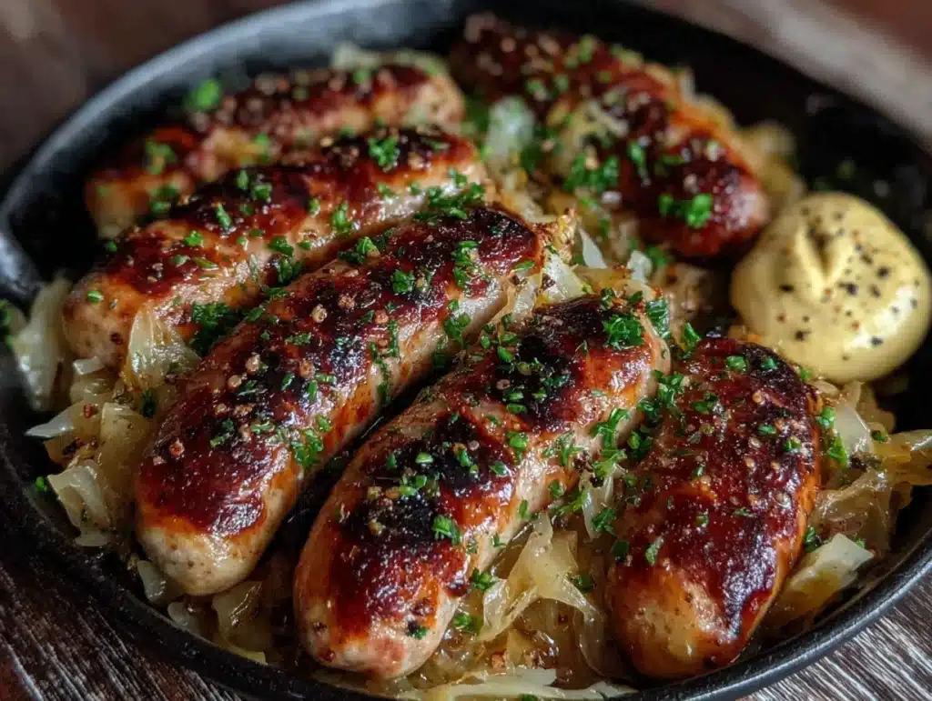 bratwurst and sauerkraut skillet - featured image
