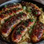 bratwurst and sauerkraut skillet - featured image