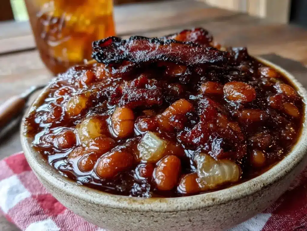 brown sugar bourbon baked beans - featured image