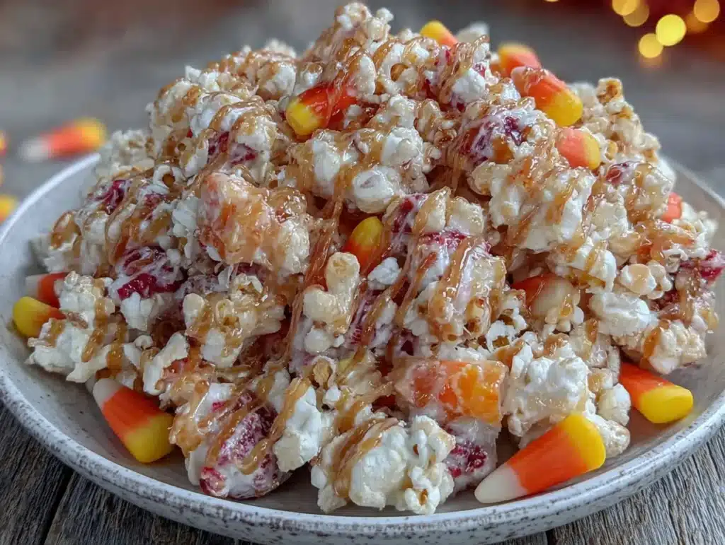 candy corn popcorn Halloween snack mix - featured image