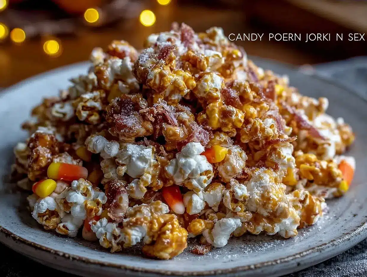 candy corn popcorn Halloween snack mix preparation steps