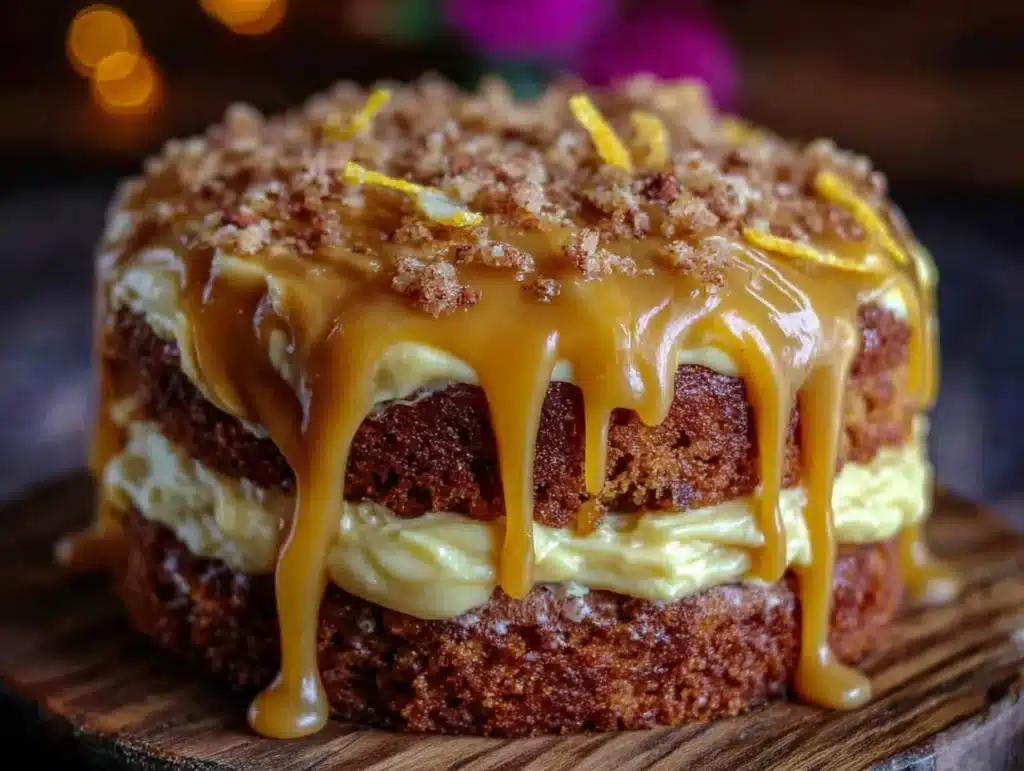 caramel apple spice layer cake - featured image