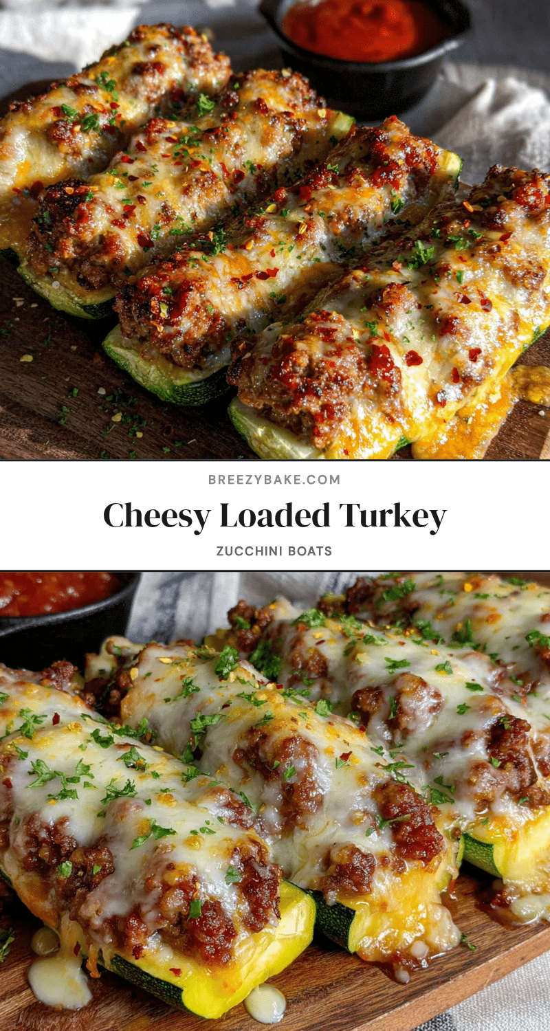 cheesy baked zucchini boats with ground turkey recipe