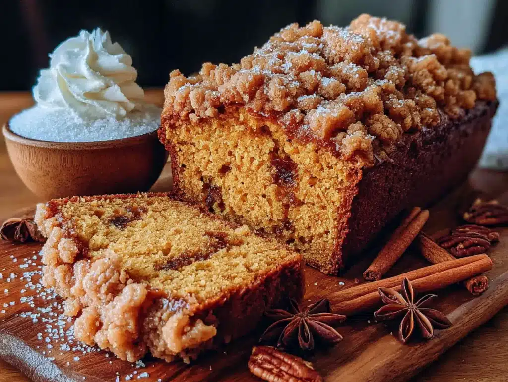 cinnamon streusel pumpkin bread - featured image