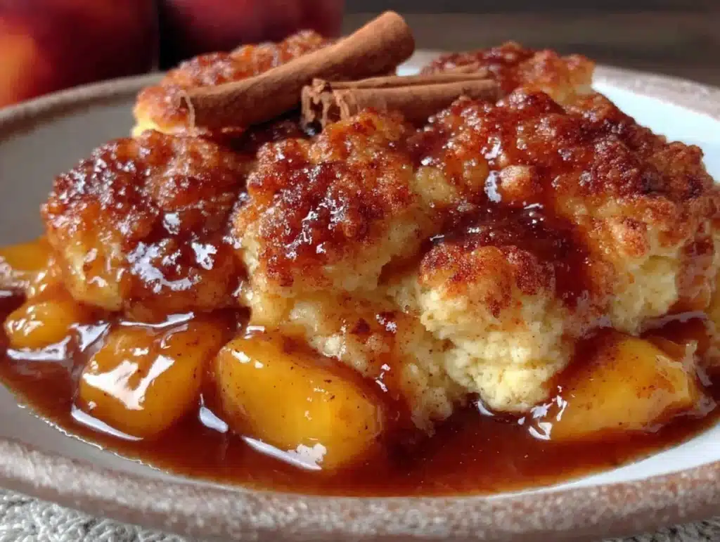 cozy peach cobbler - featured image