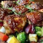 cozy sheet pan honey garlic chicken thighs - featured image