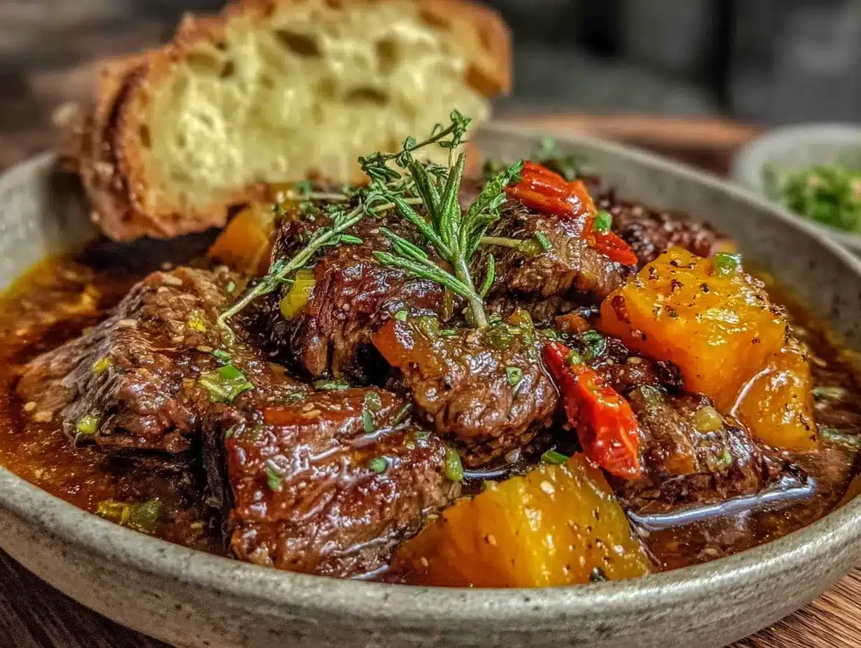 cozy slow cooker beef and butternut squash stew preparation steps