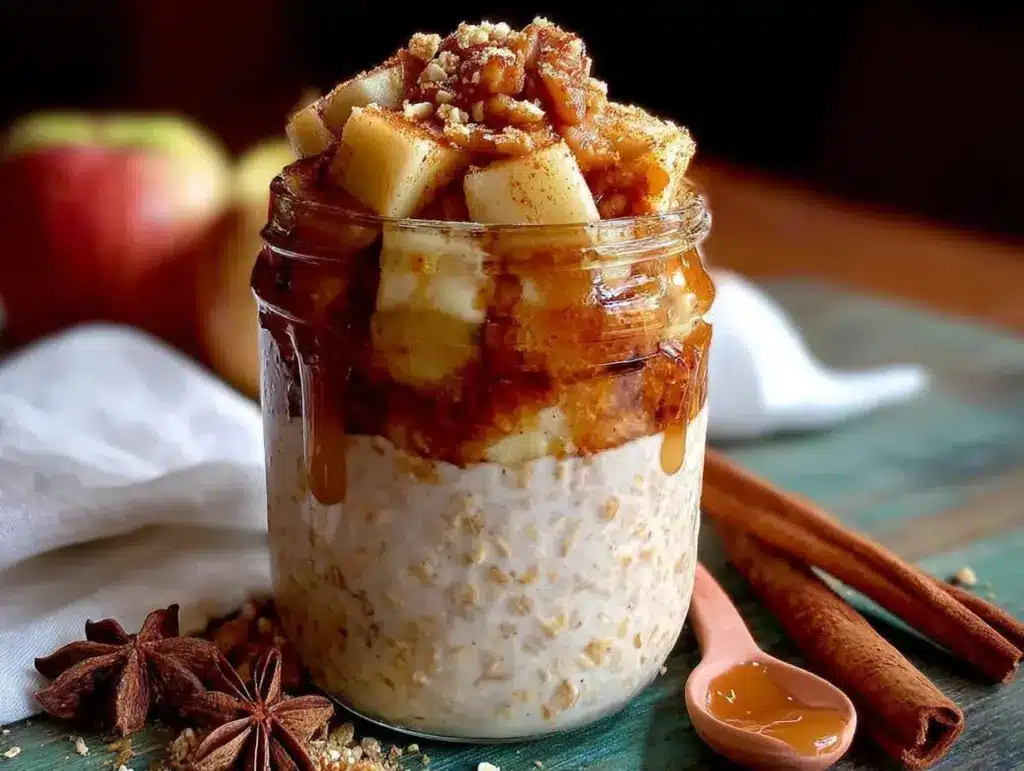creamy apple cinnamon overnight oats - featured image