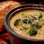 creamy crockpot broccoli cheddar soup - featured image