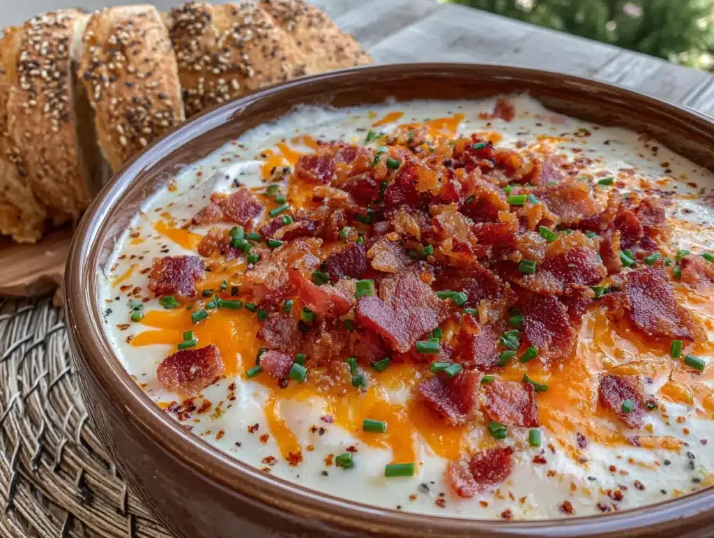 creamy crockpot loaded baked potato soup - featured image