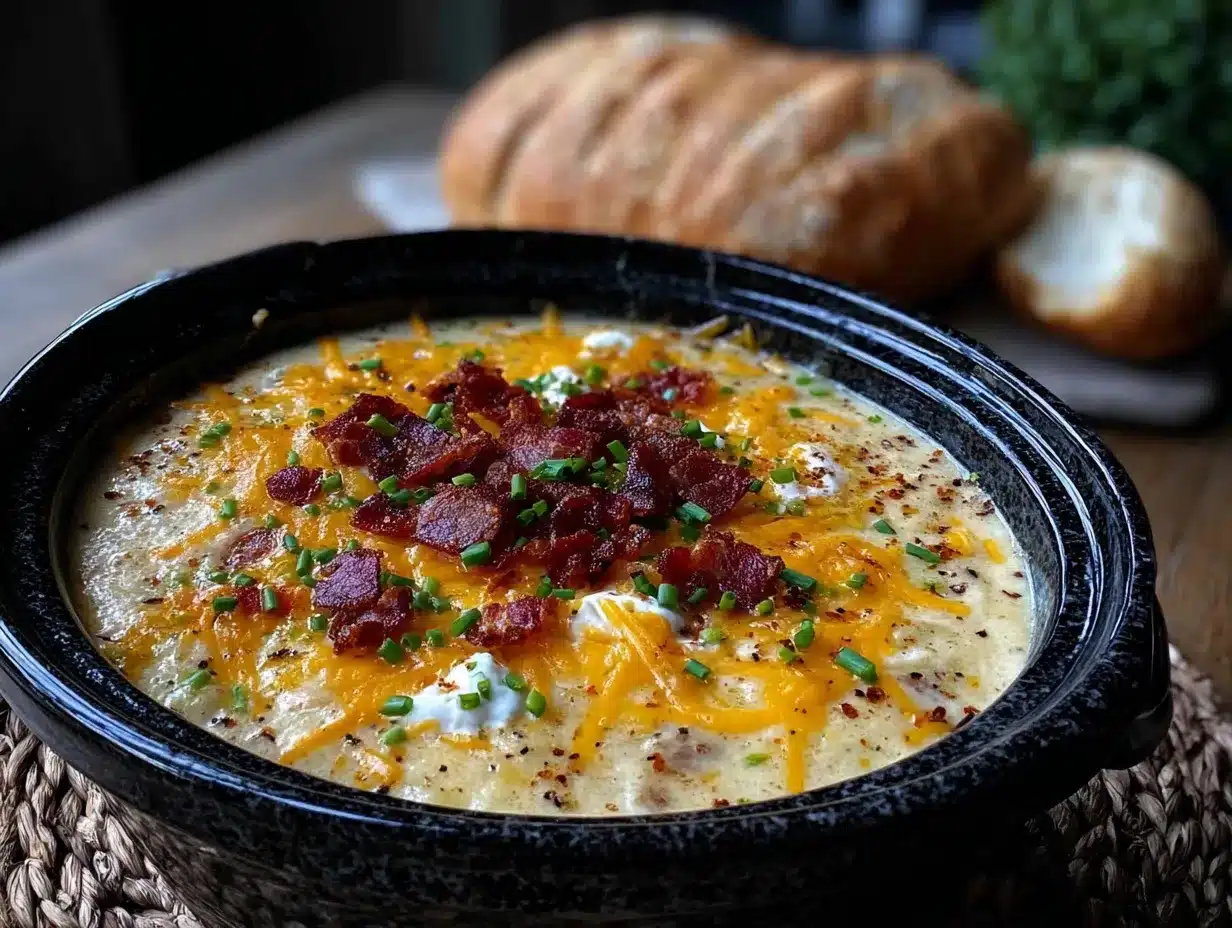 creamy crockpot loaded baked potato soup preparation steps