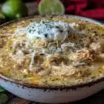 creamy crockpot white chicken chili - featured image