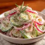 creamy dill cucumber and onion salad - featured image