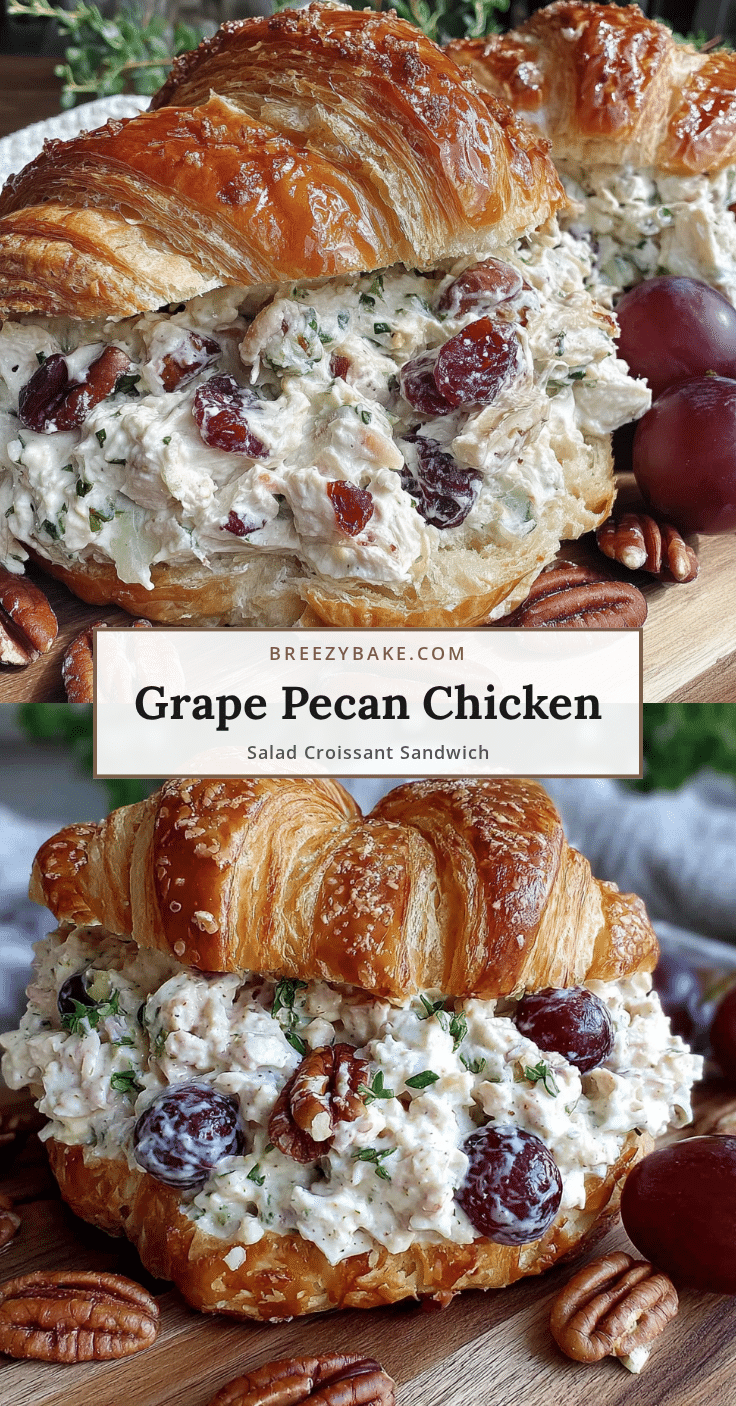 creamy grape and pecan chicken salad croissant sandwich recipe