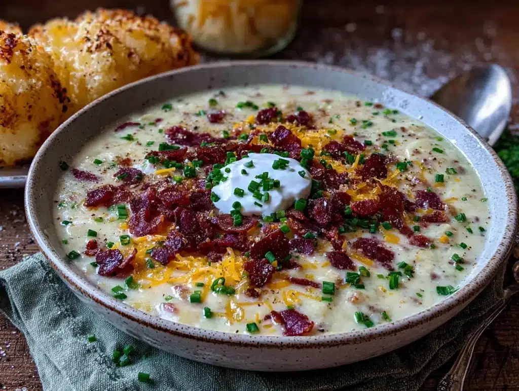 creamy loaded baked potato soup - featured image