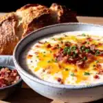 creamy loaded baked potato soup with bacon - featured image